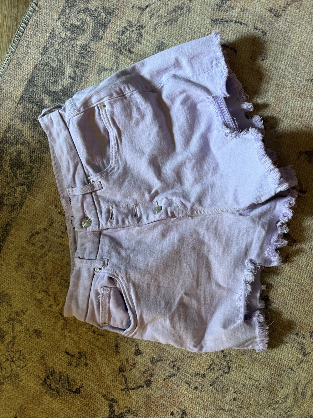 No Boundaries Pastel Lilac Frayed Denim Shorts